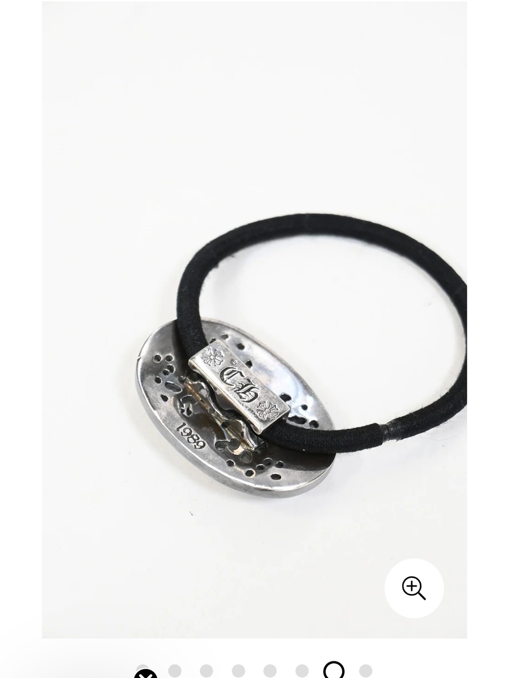 Authentic CHROME HEARTS Black Hair Tie with Sterling Silver